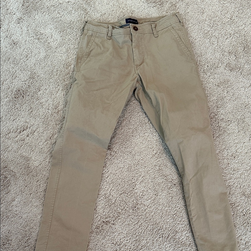 Aeropostale Men's Slim Straight Khaki Chino Pants School Uniform 29/30